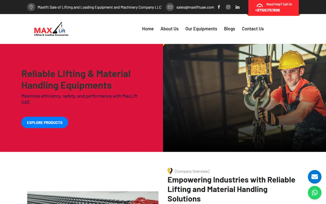 Screenshot of MaxLift UAE